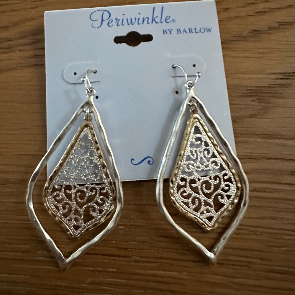 Periwinkle dangly earrings gold and silver boho NWT